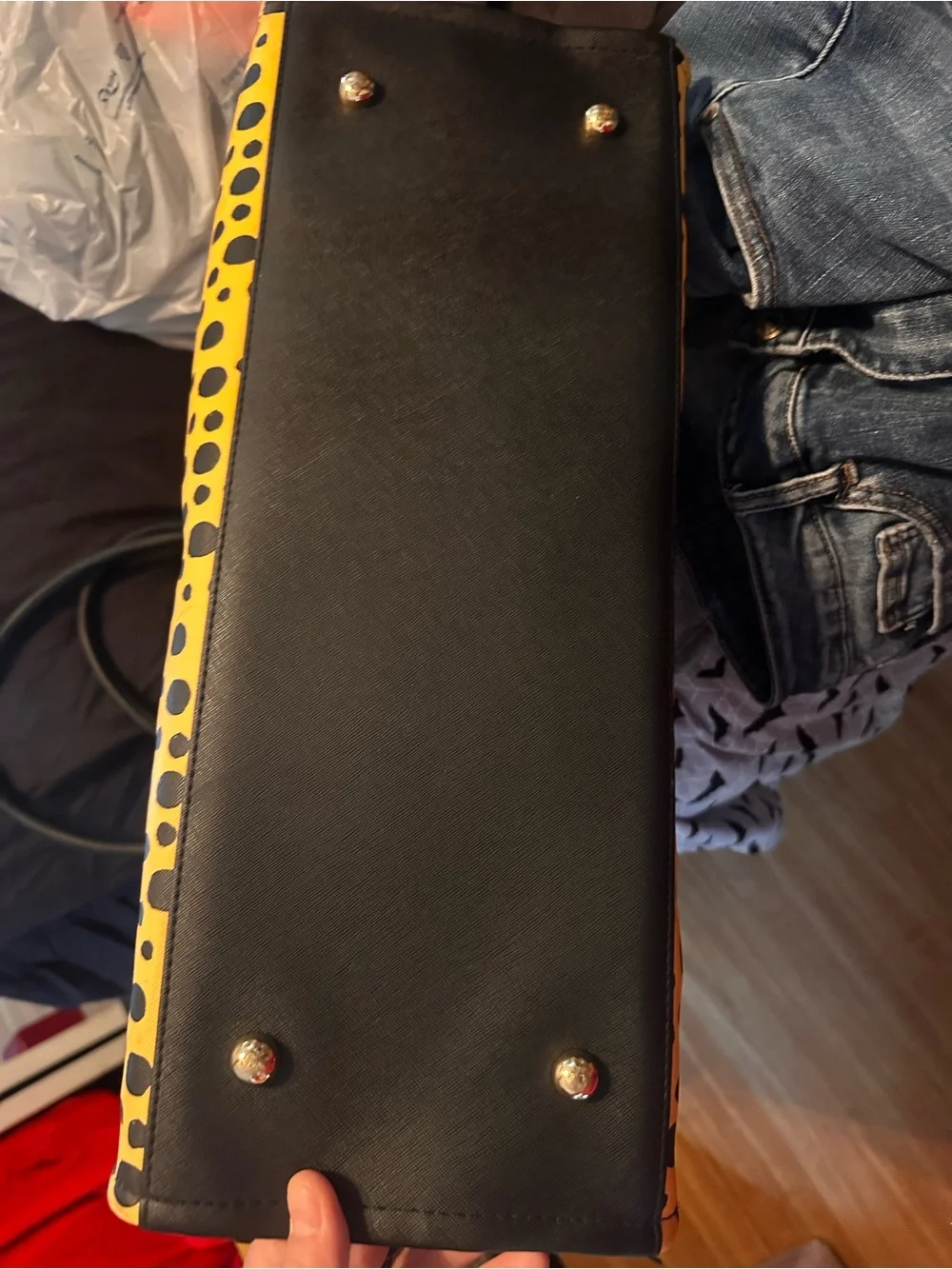 Hello Kitty Yellow and Black Cheetah Print laptop / tote bag- very big